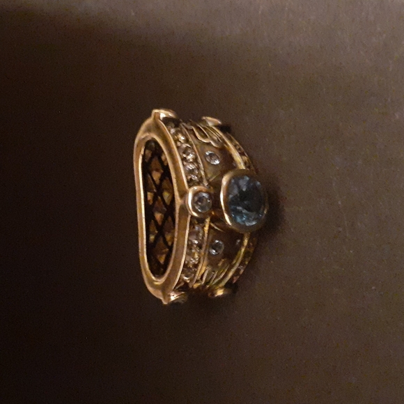 VINTAGE BLUE/ WHITE TOPAZ SLIDE 14K/ STERLING NWOT - Picture 4 of 6